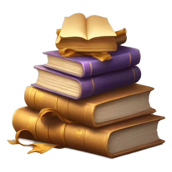 pile of books and magic spell scrolls sticker