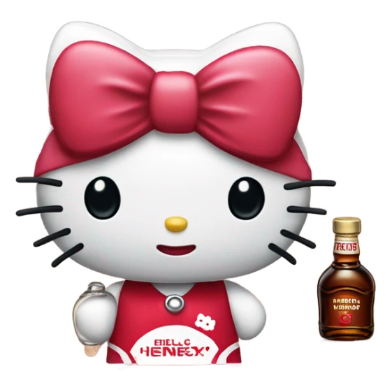 Classic Hello kitty crying tears holding Hennessy bottle😭  sticker