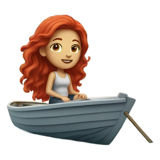 red hair girl on a boat sticker