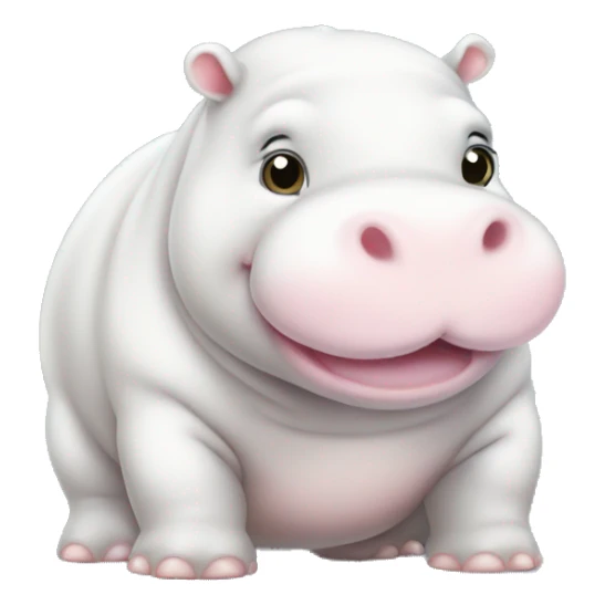 chubby white baby hippo with a belly sticker