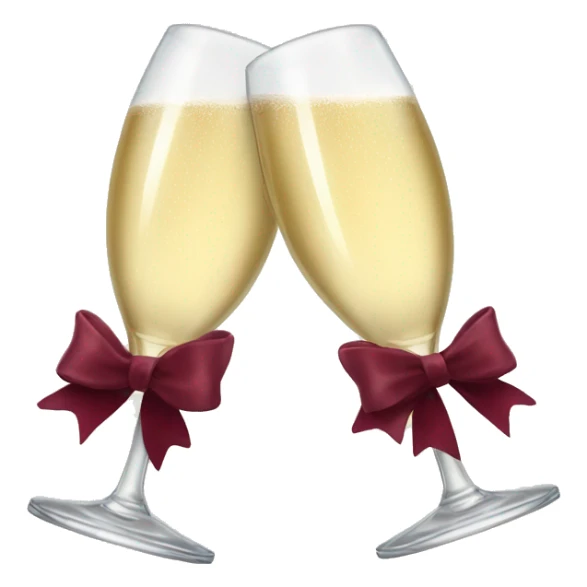 Two glasses of champagne cheering with burgundy bows sticker