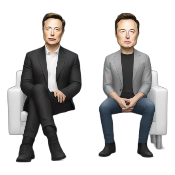 Elon musk sitting with Andrew Tate sticker