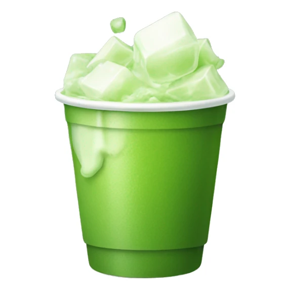 A plastic cup of green matcha with ice cubes and a creamy look. sticker