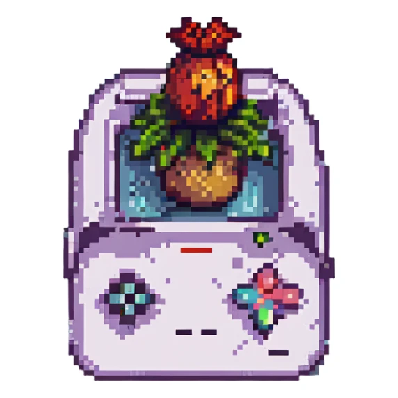 the word 'sprunki brud' in pixel art style, bold and readable, with a retro video game look sticker