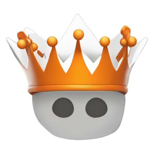A crown, orange on the upside and white on the downside, in addition to a word seeker alliance sticker