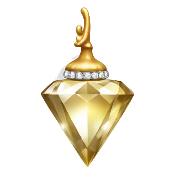 a Diamond Acorn, sparkling cut diamond, with stem of gold sticker