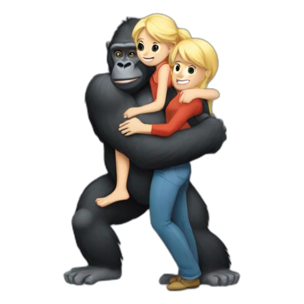 Gorilla carrying a blonde girl on his arms sticker