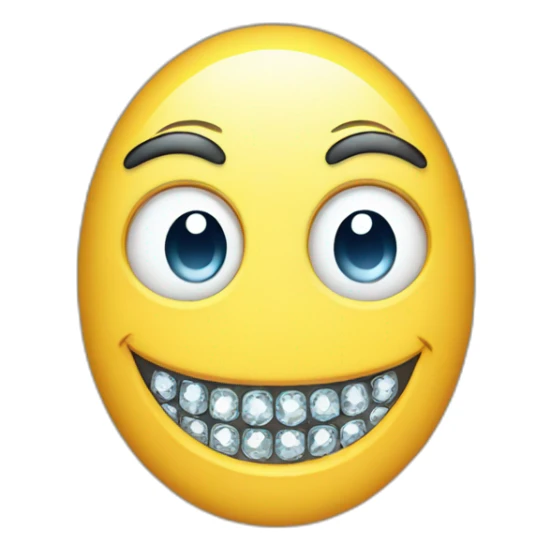 smiling emoji with a diamond grille sticker