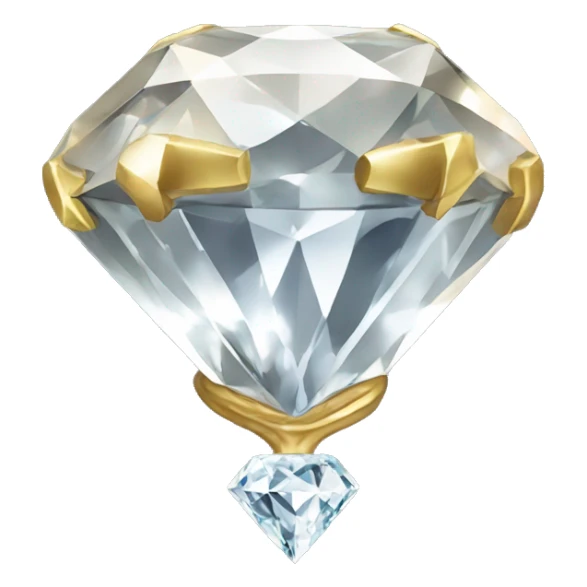 a Diamond Acorn, sparkling cut diamond, with stem of gold sticker