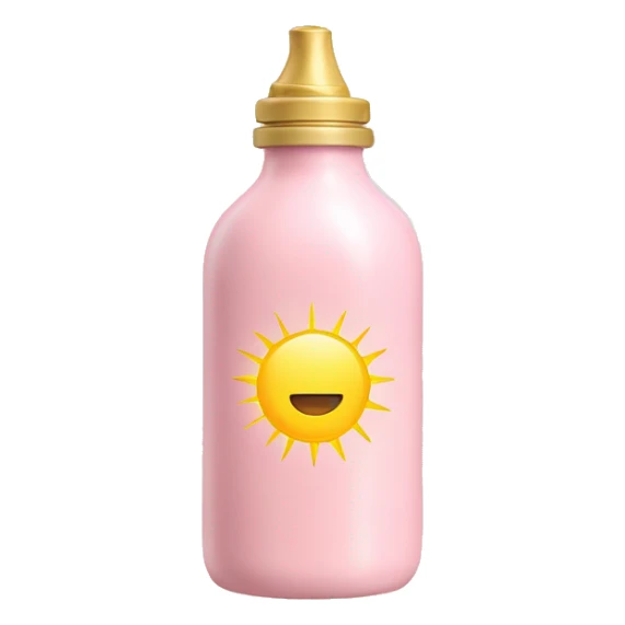 Pale pink bottle with pale yellow sun in center sticker