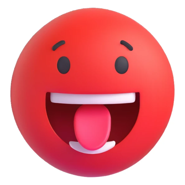 hot red round emoji with open mouth or tongue sticker