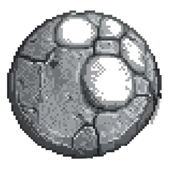planet emoji, round, rocky gray, covered in pitted marks and rough patches sticker