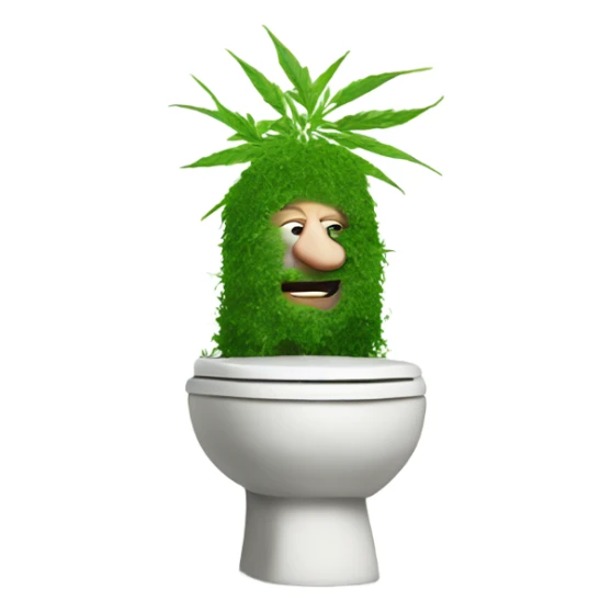 Weed toilet with bald man inside sticker