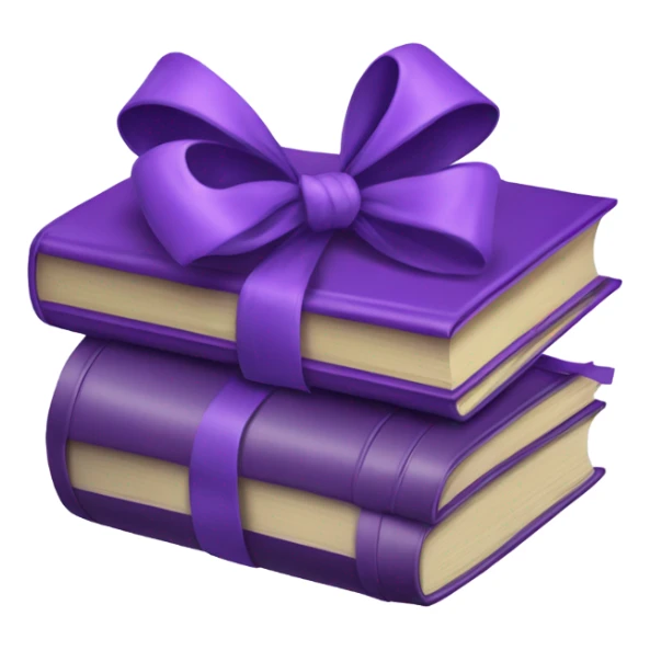 Purple books stick up together tide with a purple bow sticker