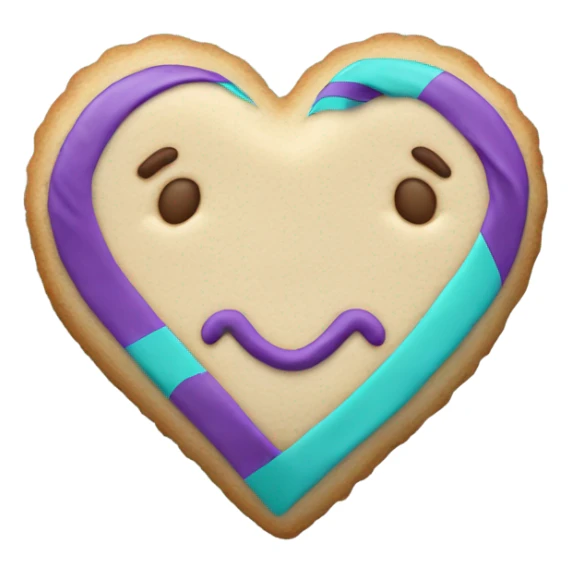 Cookie heart with purple teal awareness ribbon sticker