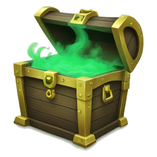 open treasure chest with green smoke coming out sticker