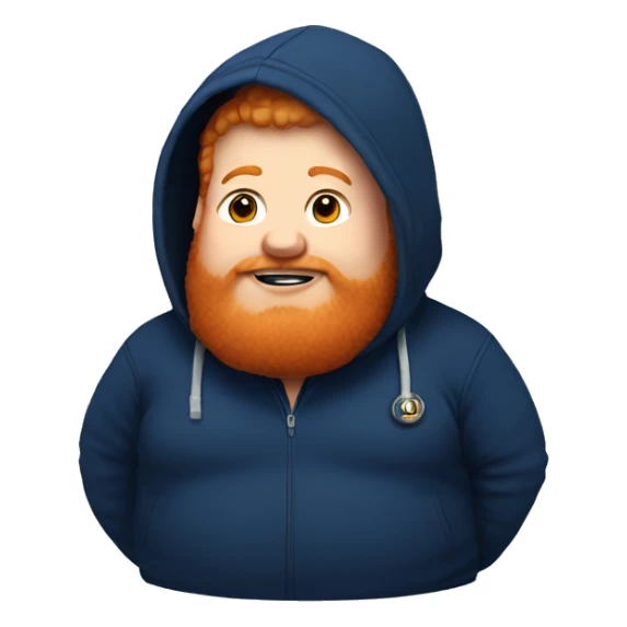 Fat ginger with a head set and a navy blue hoodie  sticker
