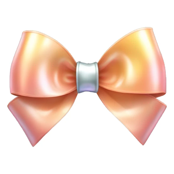 Realistic isolated silver holographic bow with smaller peach color bow attached on top of it. sticker