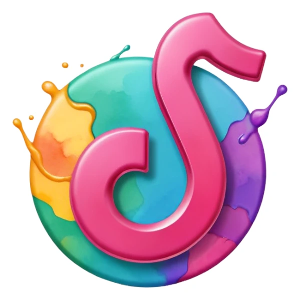 Realistic, watercolor, tiktok logo sticker