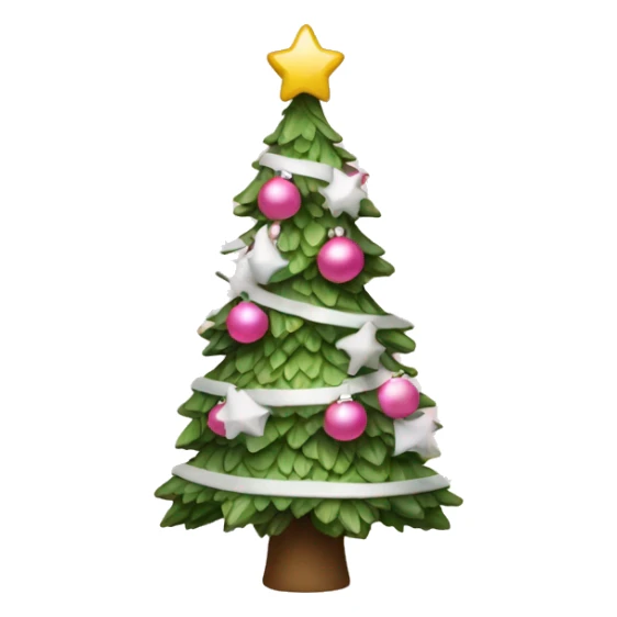 A Christmas tree with pink and white decorations sticker