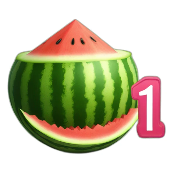 a watermelon with a Trackhouse Racing number 1 behind it sticker