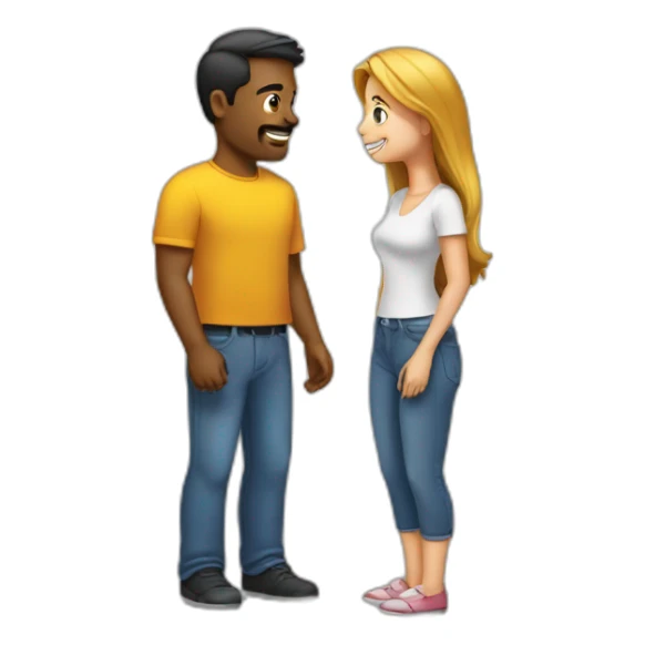 Man talk to a women he is in front of her sticker