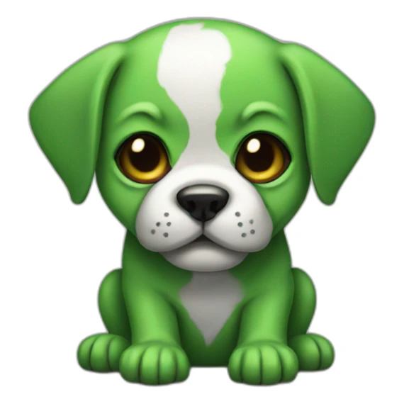 Green puppy with a skull mask on its face sticker
