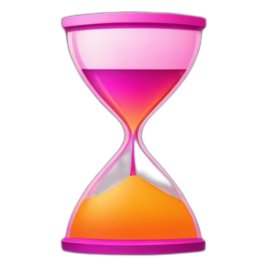 a central hourglass shape formed by widening vertical lines, displaying a magenta to orange gradient, symbolizing speed and innovation for a tech company. sticker