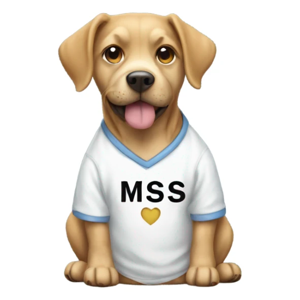 dog wearing a shirt that says i miss u sticker