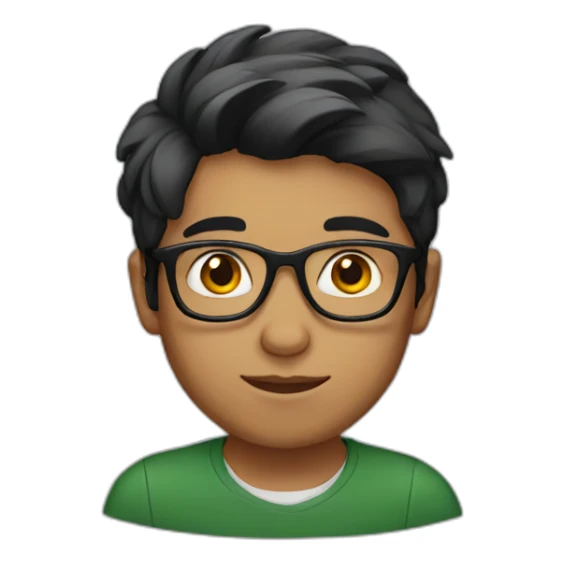 pakistani boy with glasses with red hair sticker