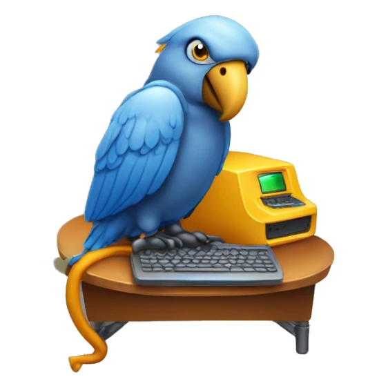 loro mirando un ordenador sticker