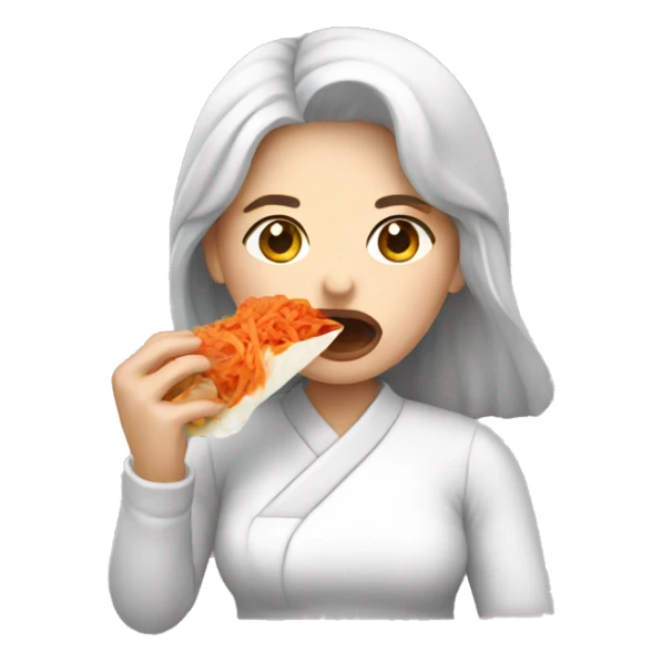 woman eating kimchi sticker
