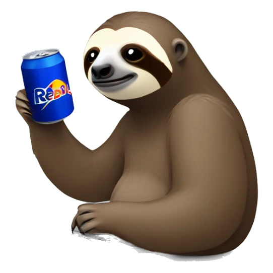 sloth with RedBull can and laptop sticker
