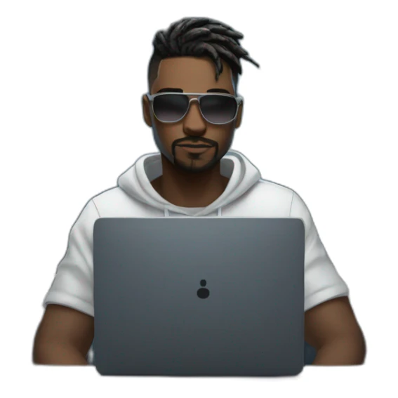 a male is coding at his cyberpunk room sticker