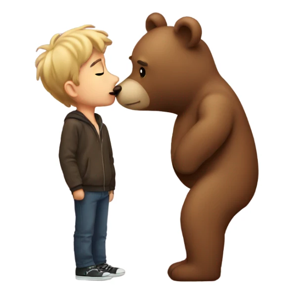 Hot boy kissing bear sticker