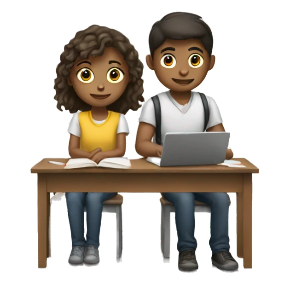 one girl and one boy studying  sticker