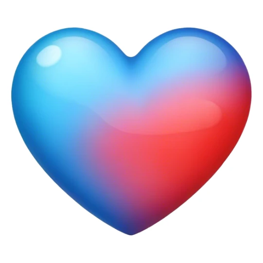 A heart emoji that has a color gradient, the top being red and the bottom blue sticker