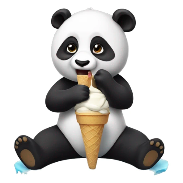 Panda eating ice cream sticker