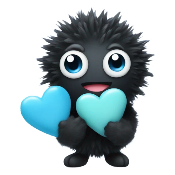Soot sprite holding pastel blue heart sticker