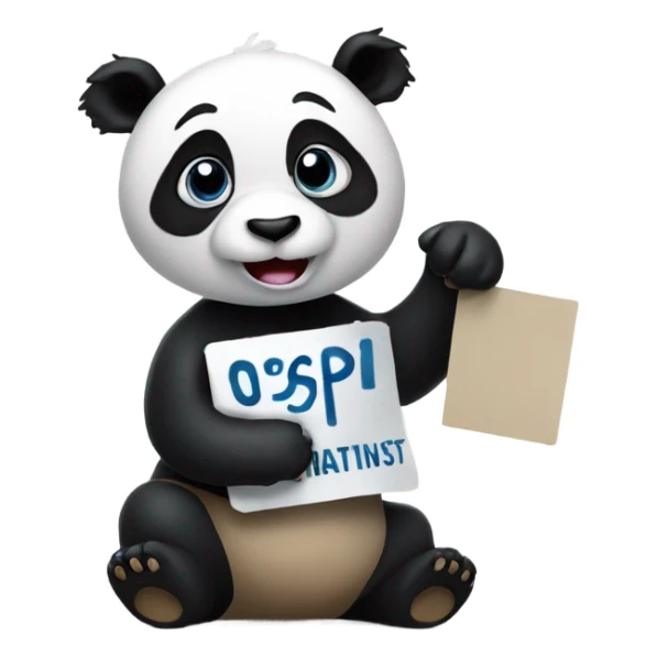 panda holding a sign that says osp sticker