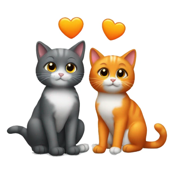 two cats in love, one orange and one dark gray sticker