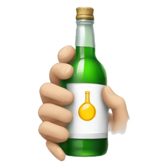 Hand holding a bottle of alcohol sticker