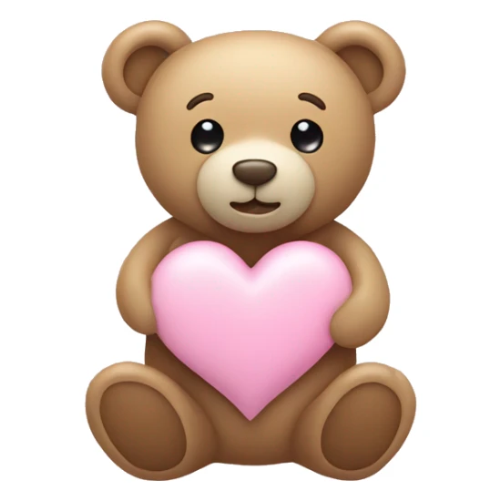 beige teddy bear and a pink pastel heart sticker