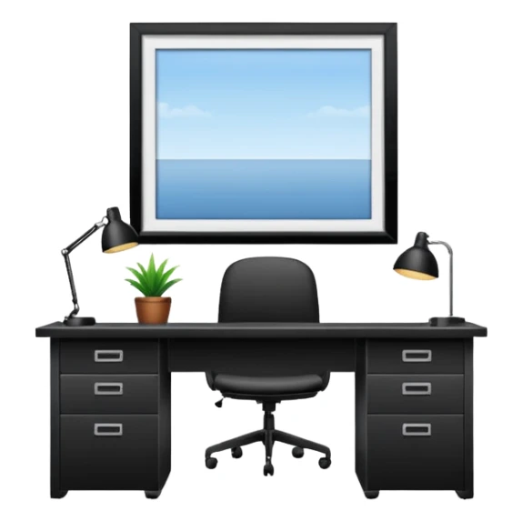 An office with an empty desk (the boss is not there) sticker
