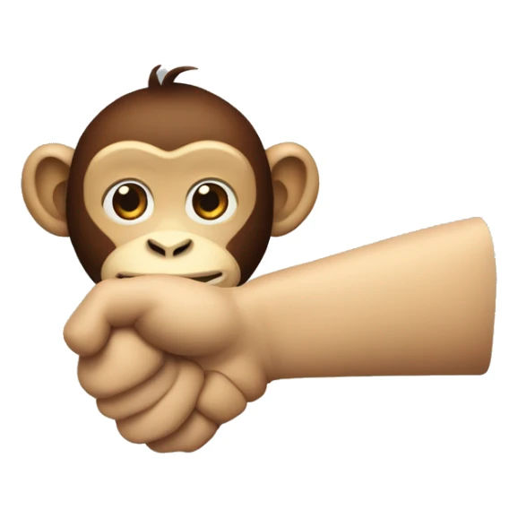 Generate a close up of a monkey shaking a human hand. Handshake emoji. sticker