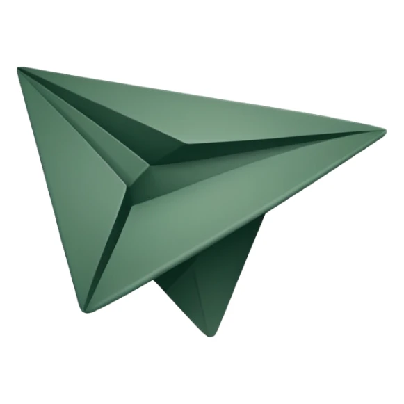 Telegram logo in iOS style, dark green paper plane only, minimalism, no background, no beige accents, no square sticker