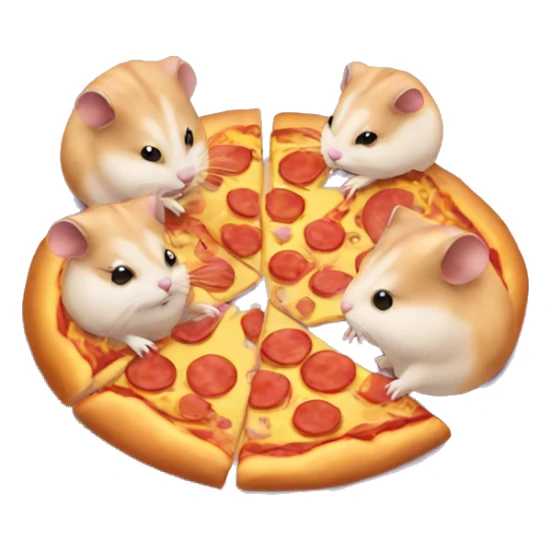 four hamsters eating pizza sticker