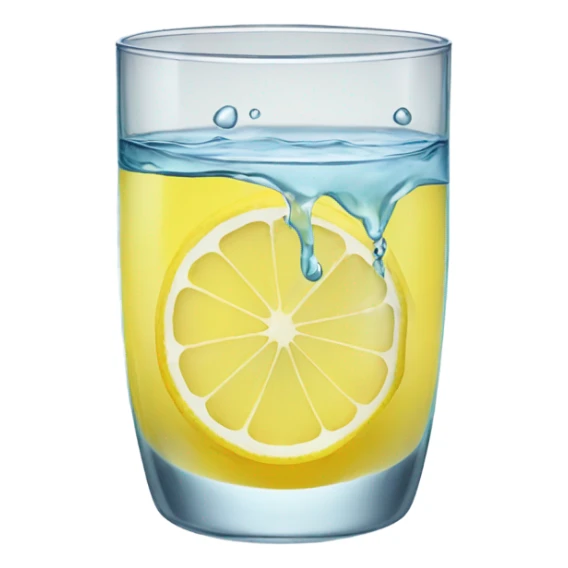 a glass of water with lemon sticker