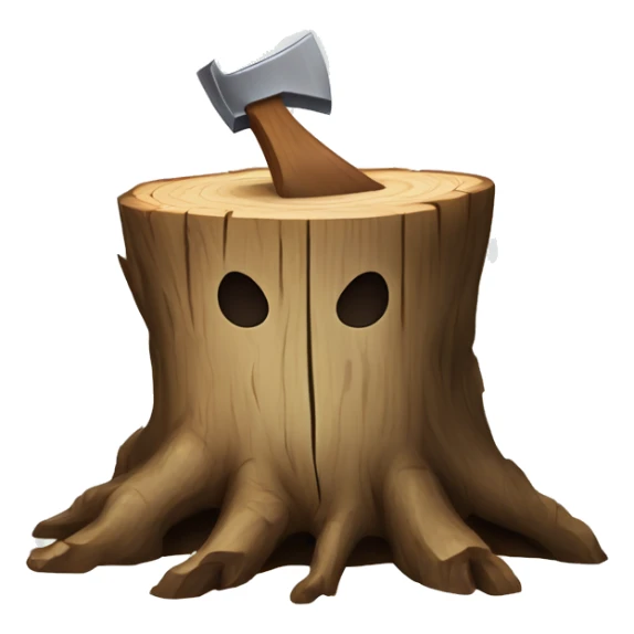Tree stump with an axe cleaved in the top of the stump  sticker