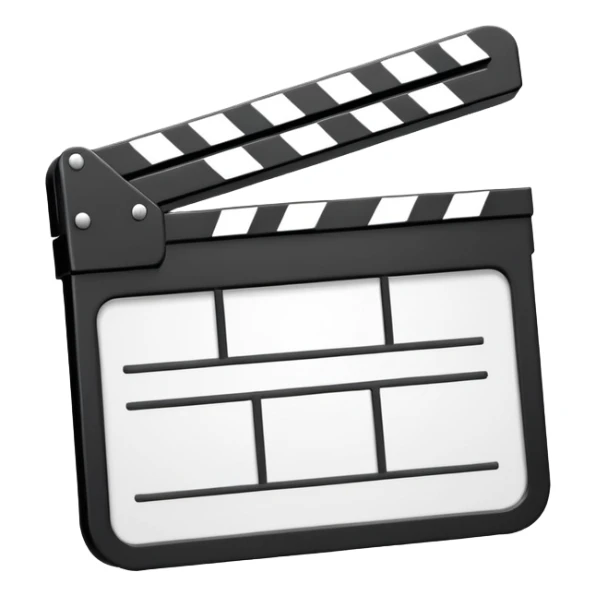 outline only movie clapper, black wireframe style, absolute minimal details, no fill sticker